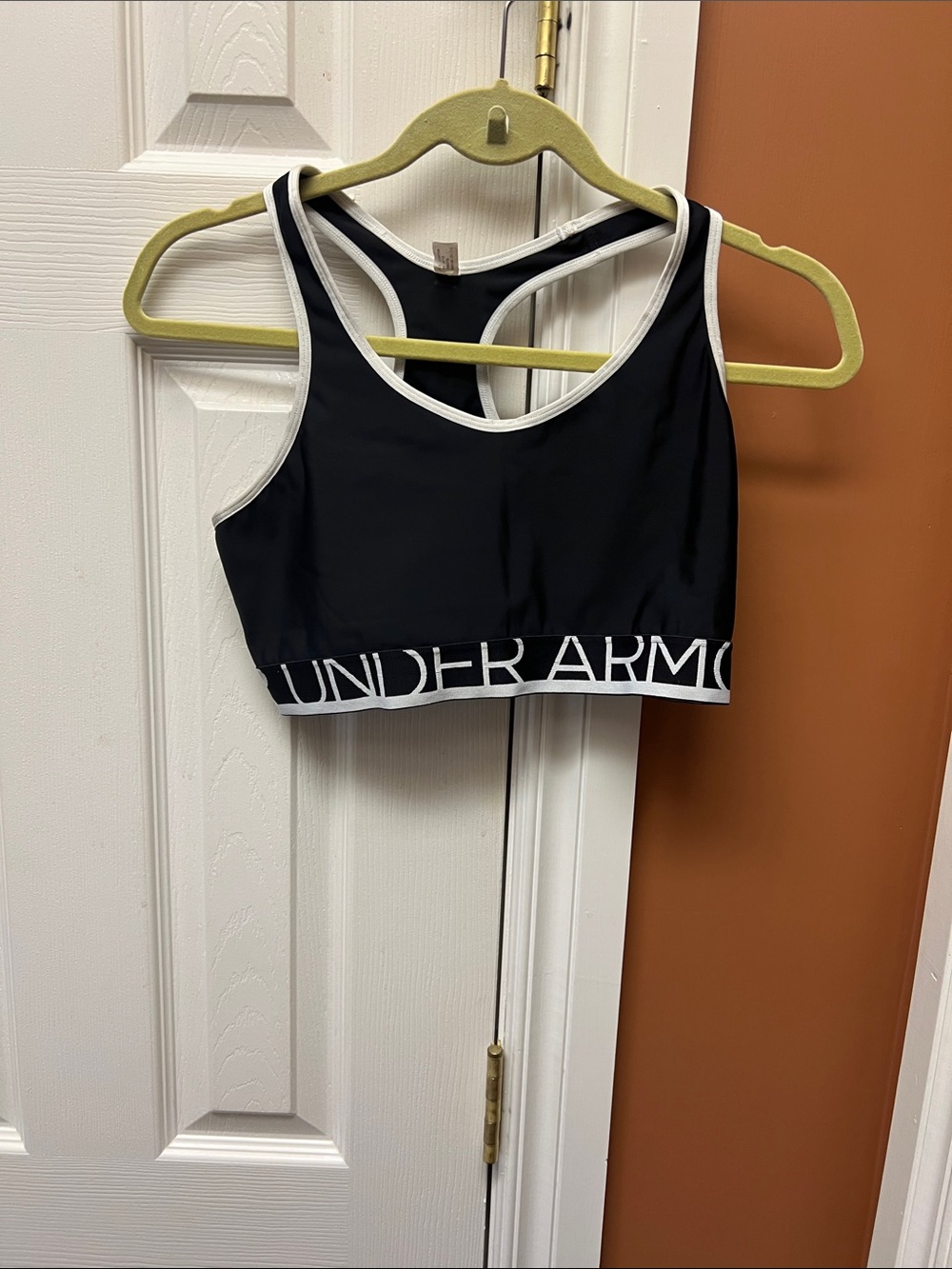 Under Armour Women's Black Sports Bra with White Trim